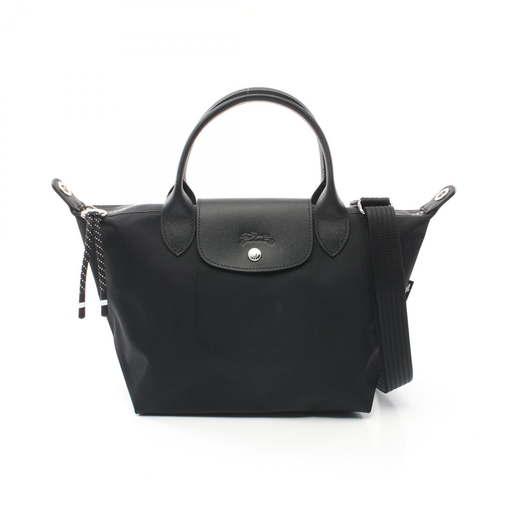 Longchamp Le Preage Energy S Handbag Tote Bag Nylon Leather Black