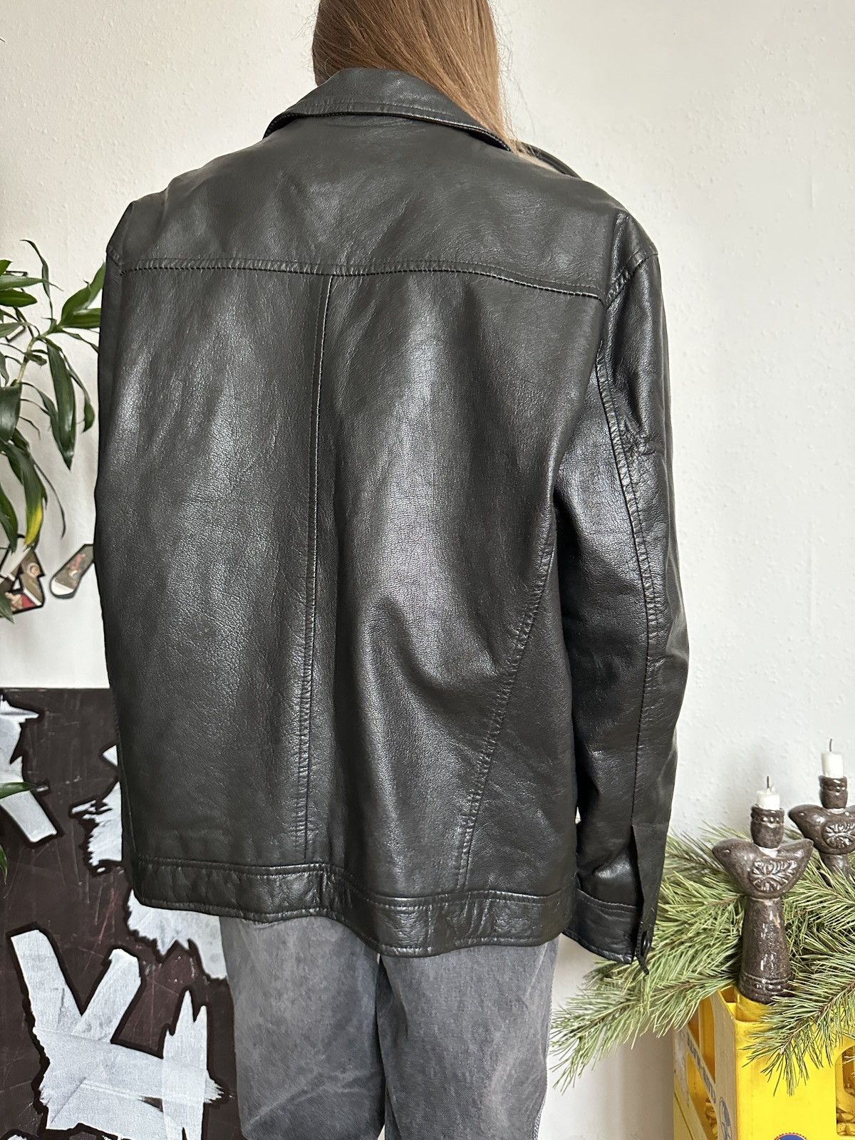 Genuine Leather × Vintage Y2K Real Leather Grunge Oversized Jacket 90s Size US L / EU 52-54 / 3 - 6 Thumbnail