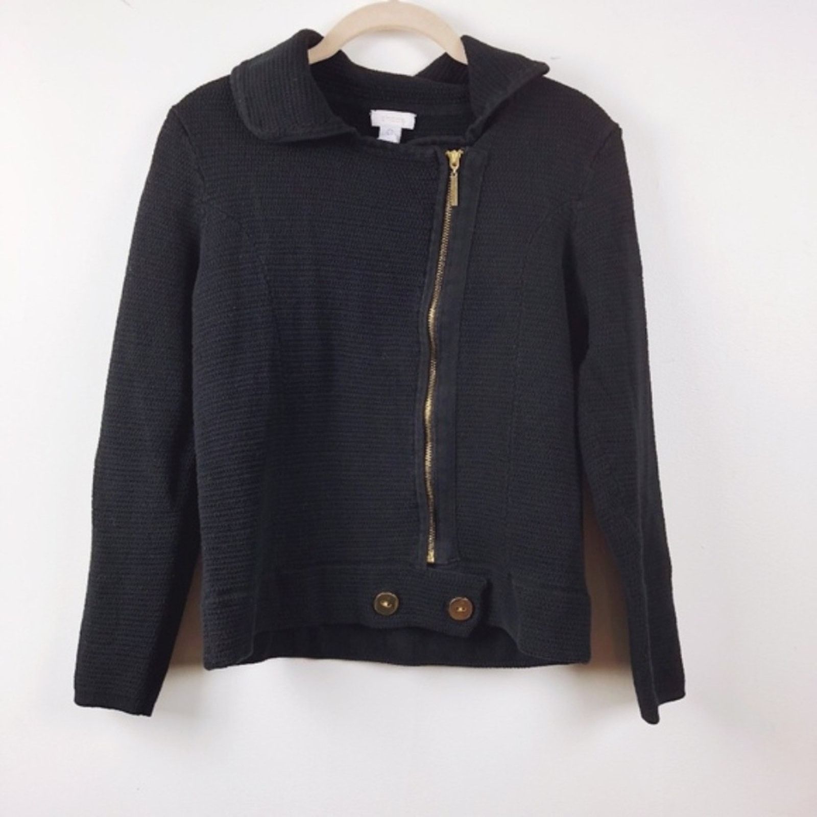 Chicos Chico's Black Gold Zip Up Jacket Size XS / US 0-2 / IT 36-38 - 13 Thumbnail