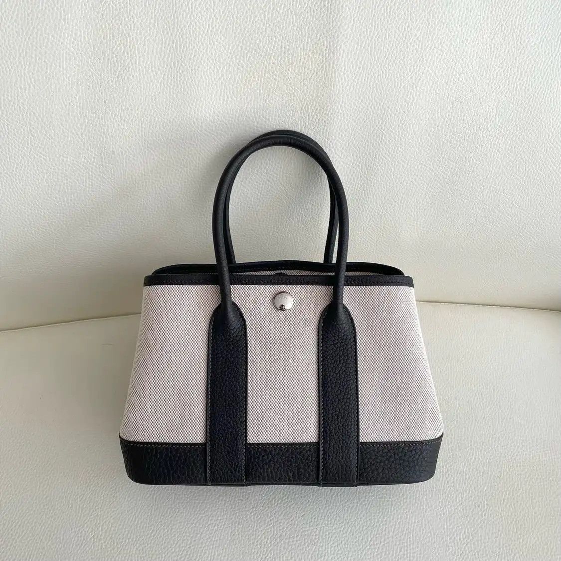 Hermes Hermes Garden Party mini milkshake white canvas Garden Party handbag silver hard Size ONE SIZE - 1 Thumbnail