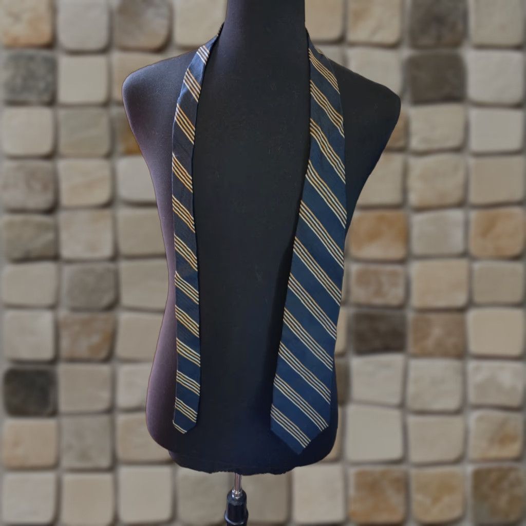Jos. A. Bank Jos A Bank Corporate Collection Navy Blue Gold Striped Mens Neck Tie Silk Tie Size ONE SIZE - 1 Thumbnail