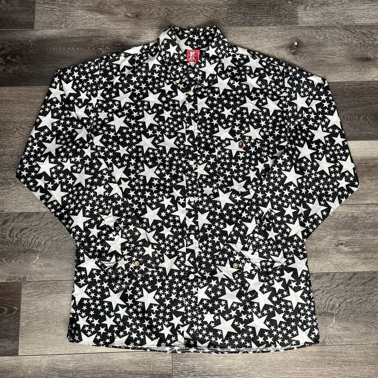 Bape Rare OG A Bathing Ape Bape Sta All Over Logo Button Up Shirt Size US XL / EU 56 / 4 - 1 Thumbnail