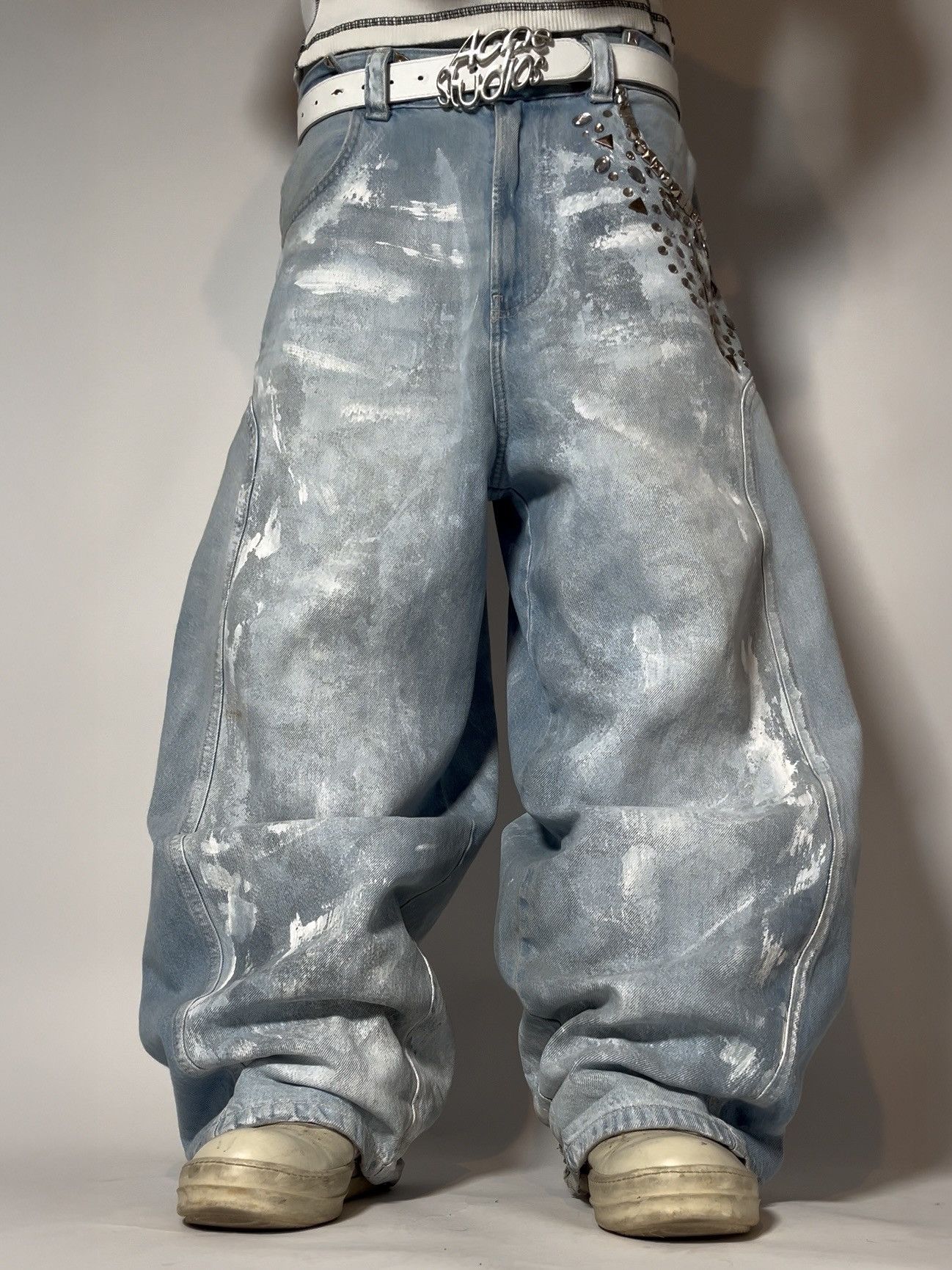Frozen waxed baggy jeans