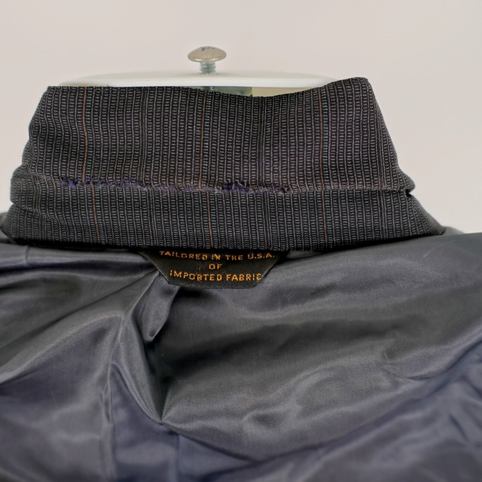 Southwick DAMAGED Southwick Wool Blue Check W/ Green Orange Striped Su Size 40R - 9 Thumbnail