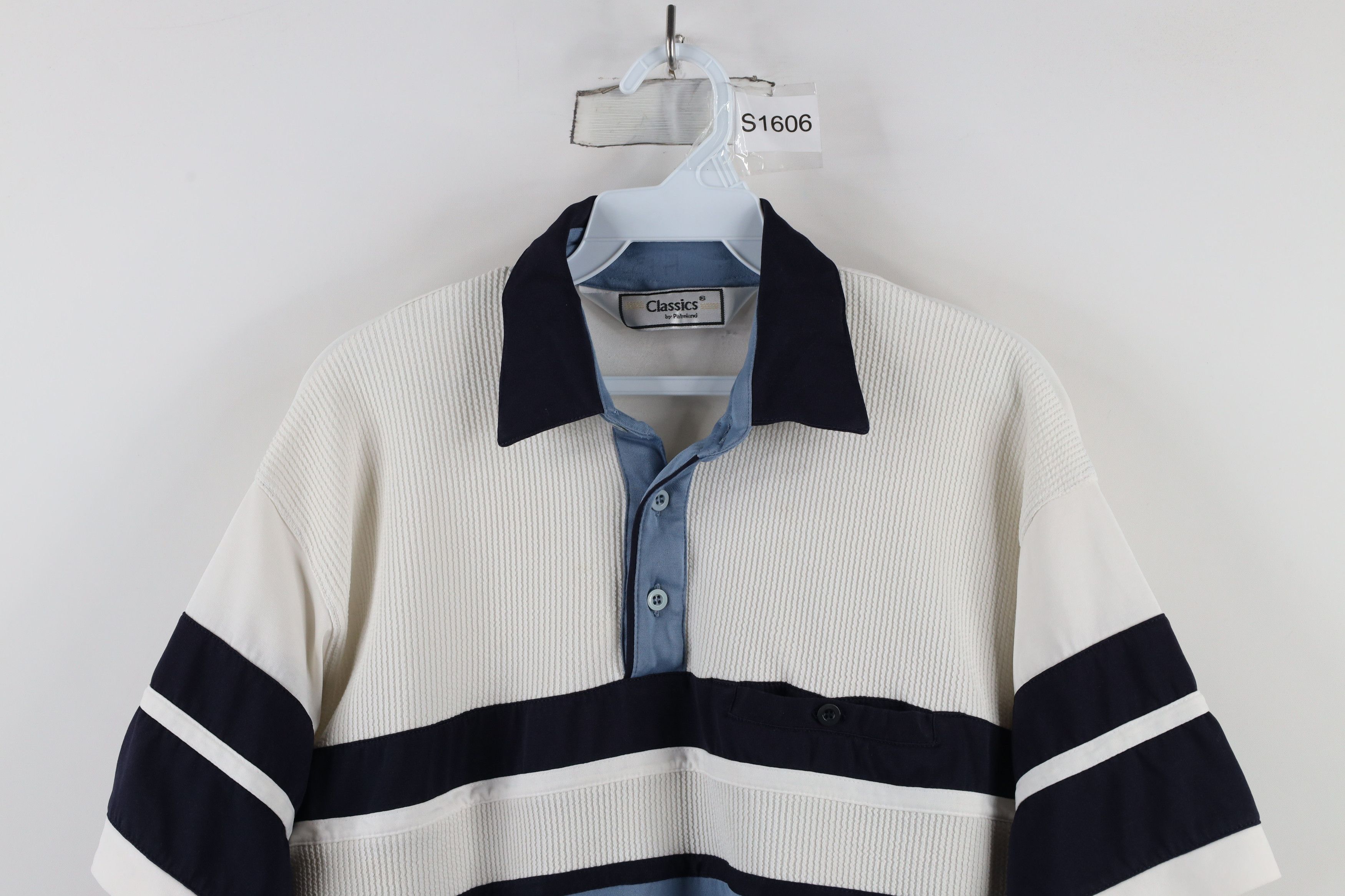 Vintage Vintage 90s Streetwear Block Ribbed Knit Pullover Polo Shirt Size US L / EU 52-54 / 3 - 2 Thumbnail
