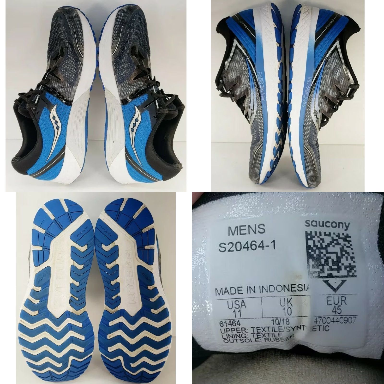 Saucony Saucony Men's Guide ISO 2 Running Shoes Grey Blue Lace Up Low Top 11M Size US L / EU 52-54 / 3 - 8 Thumbnail