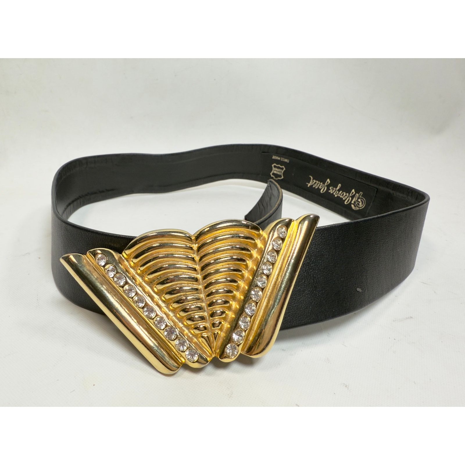 Designer Vintage Georges Gallet Gold/Rhinestone Art Deco Belt size S Size ONE SIZE - 4 Thumbnail