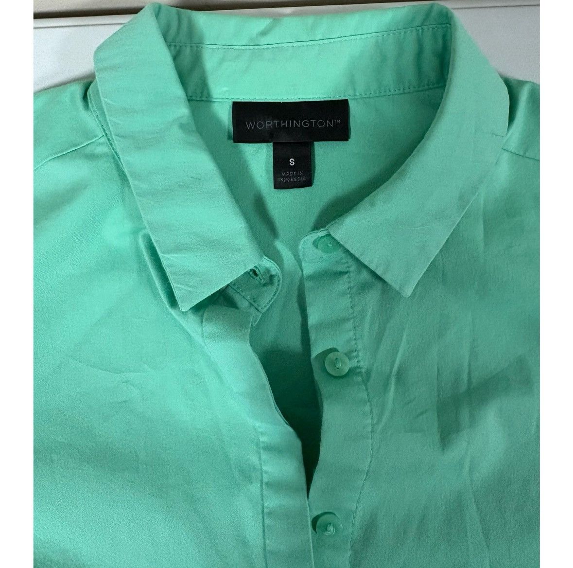 Worthington Worthington Teal Collared Button-Down Shirt Blouse Size S 🦋✨ Size S / US 4 / IT 40 - 3 Thumbnail