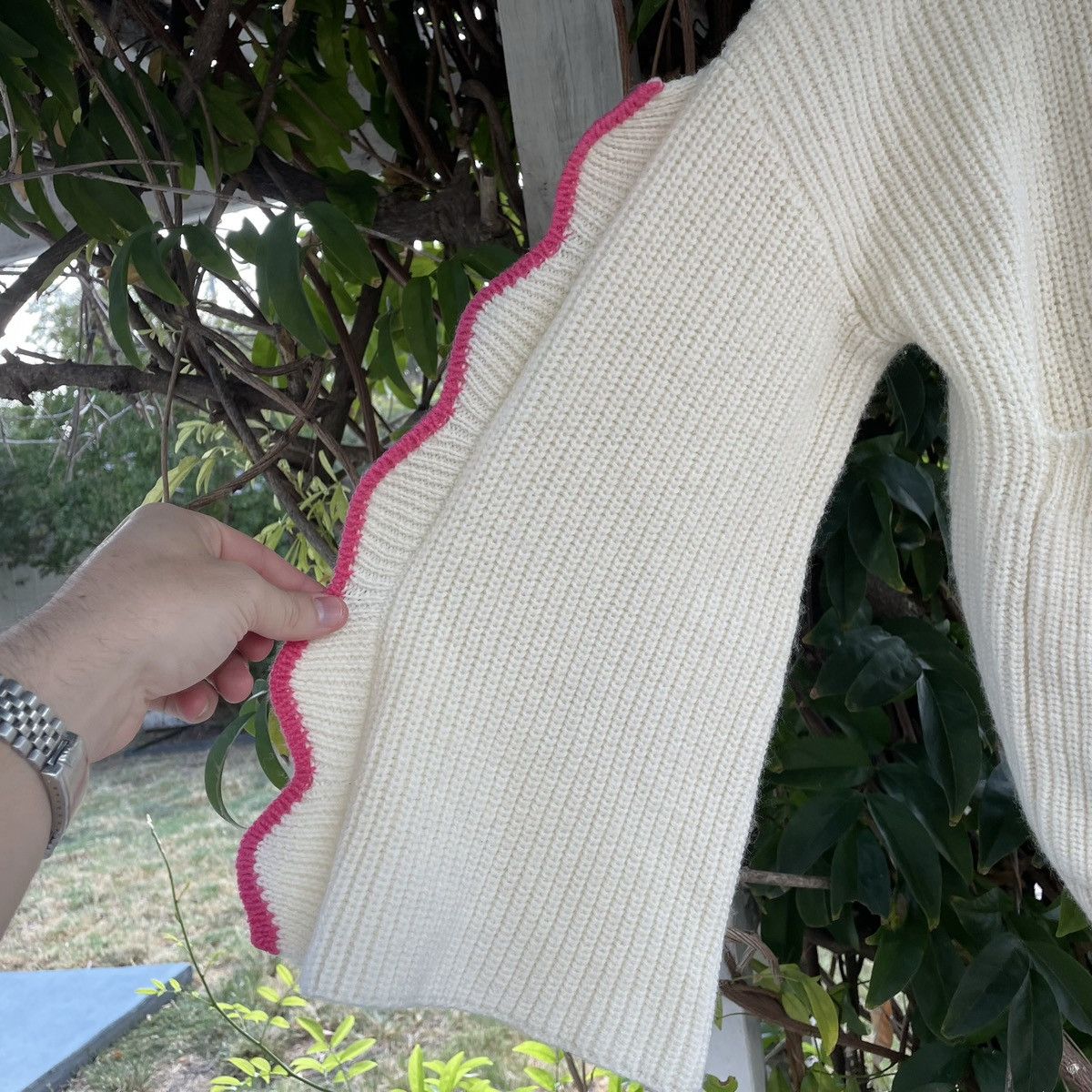 Other Hand Knit Cropped Crotchet Cardigan Shirt Boxy Bowling Size US L / EU 52-54 / 3 - 6 Thumbnail
