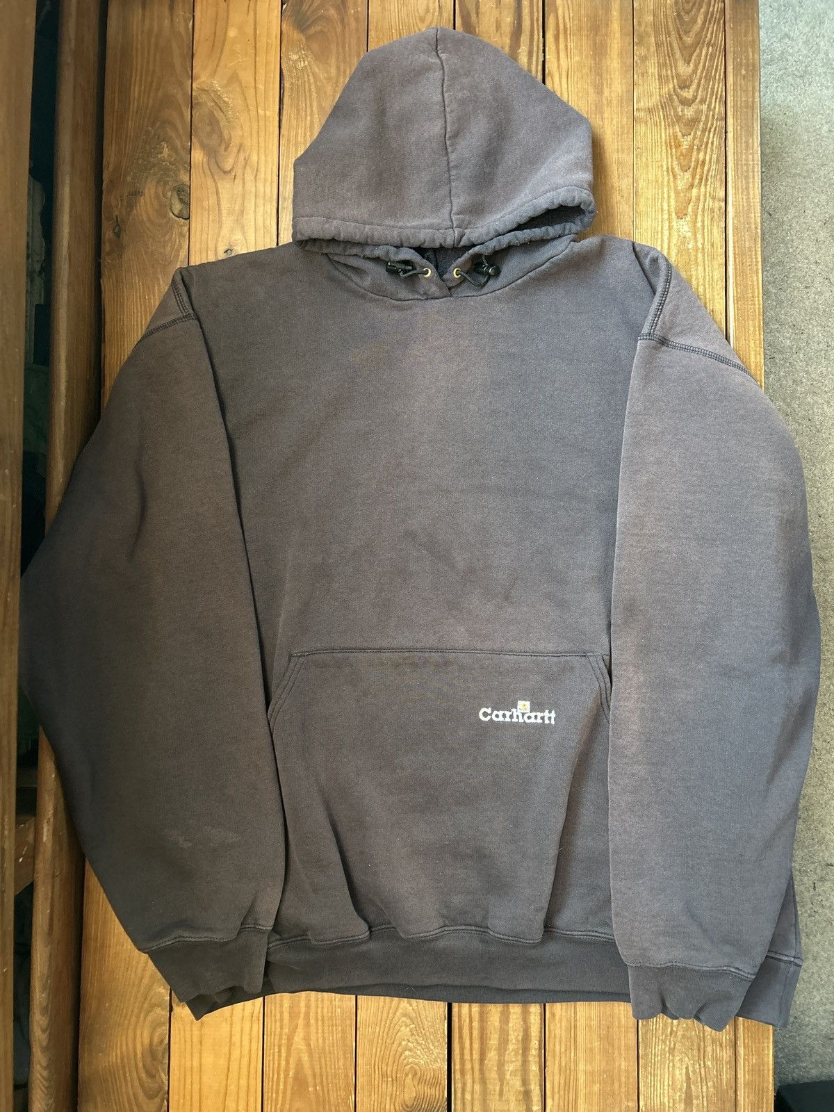 Carhartt × Vintage Vintage 90s Carhartt Faded Black Hoodie Sweatshirt Size US XXL / EU 58 / 5 - 1 Thumbnail
