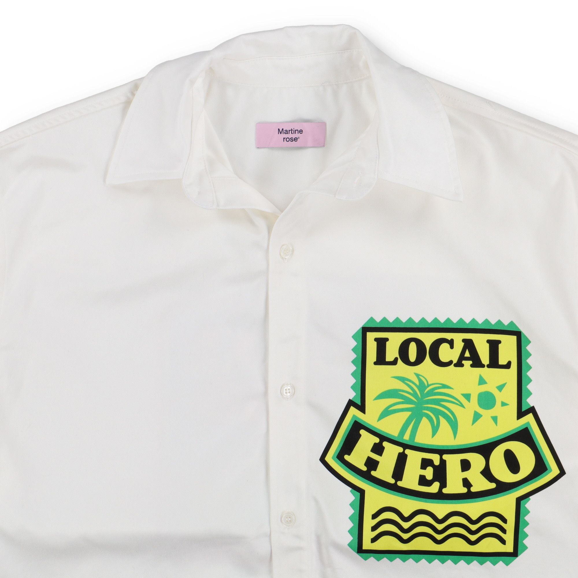 Martine Rose White Local Hero Logo Oversized Short Sleeve Shirt Size S / US 4 / IT 40 - 4 Thumbnail