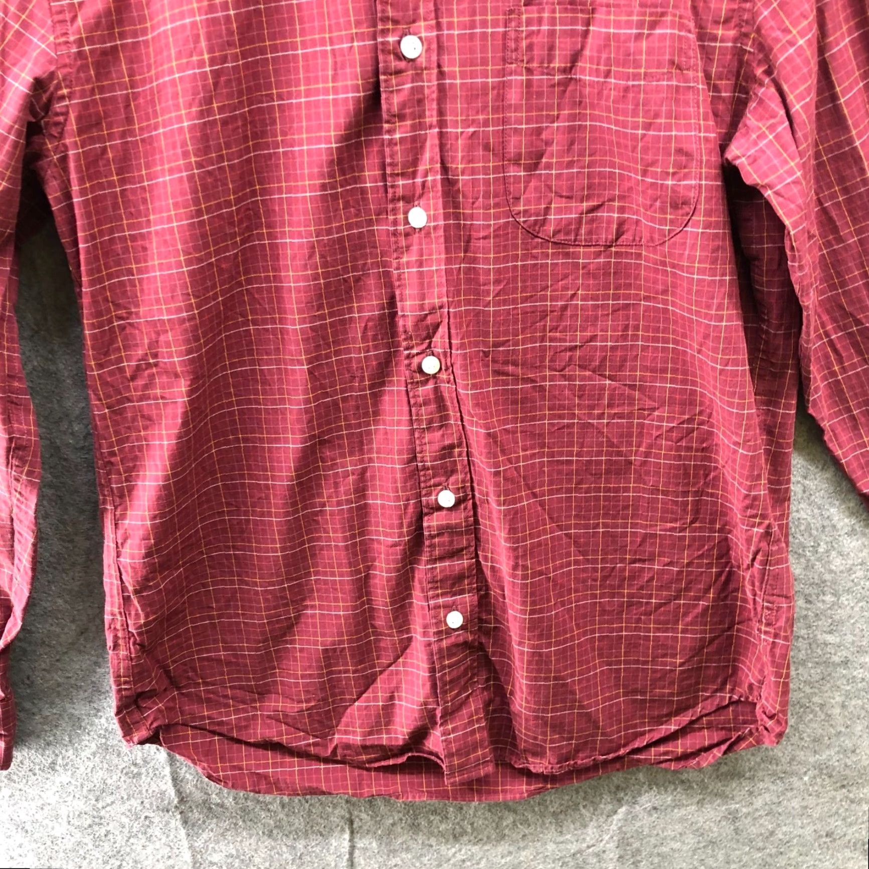 J.Crew J. Crew Slim Untucked Long Sleeve Shirt Men M Red Grid Plaid Button Down Organic Cotton Spandex Shirt Size US M / EU 48-50 / 2 - 4 Thumbnail