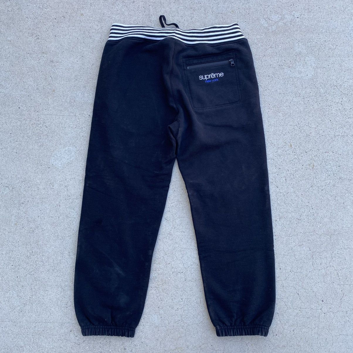Supreme Supreme Classic Logo Striped Rib Sweatpants Black 2014 Size US 30 / EU 46 - 1 Thumbnail