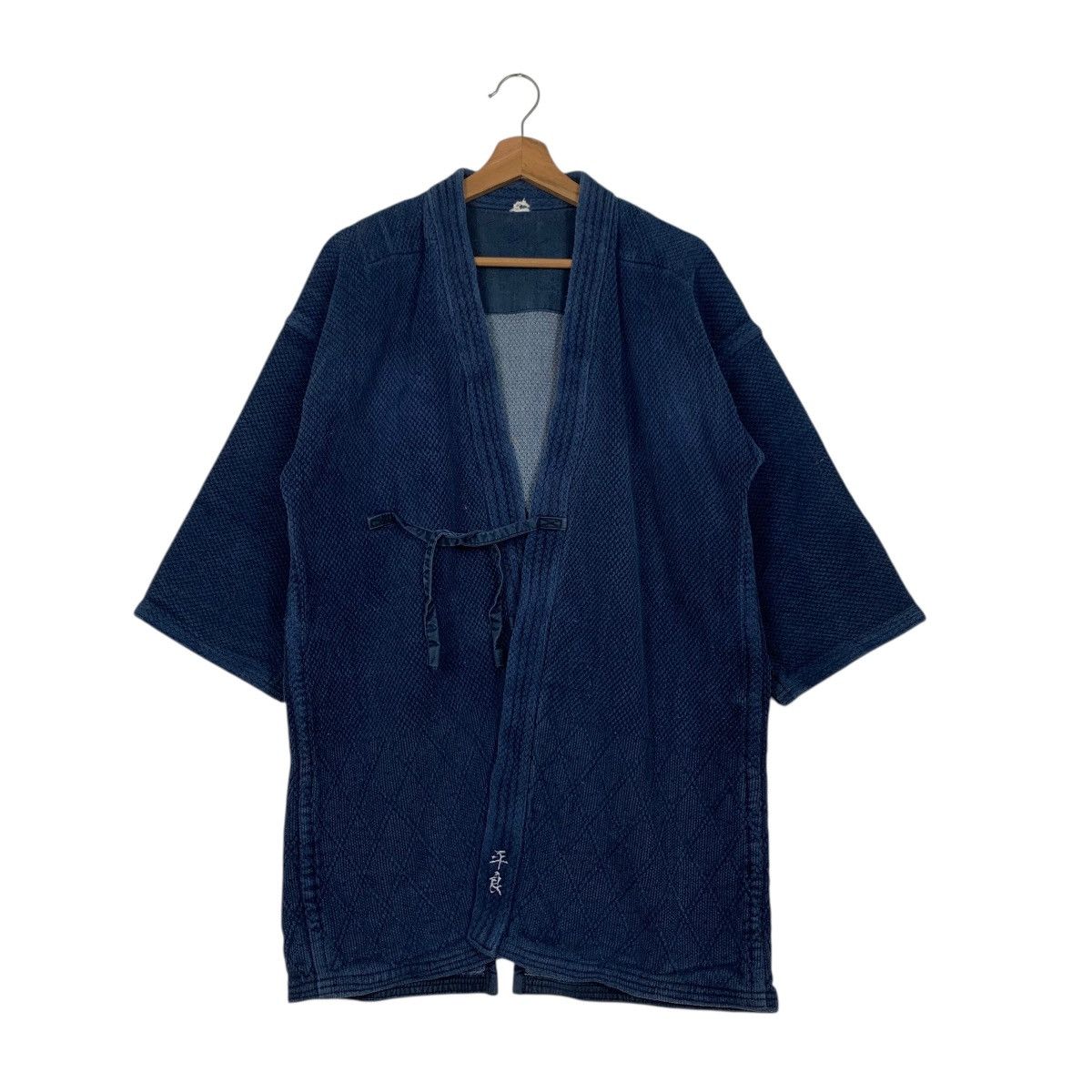 Japanese Brand Indigo Blue Sashiko Thickweave Hantan Kimono #2942-C133 Size US L / EU 52-54 / 3 - 1 Thumbnail