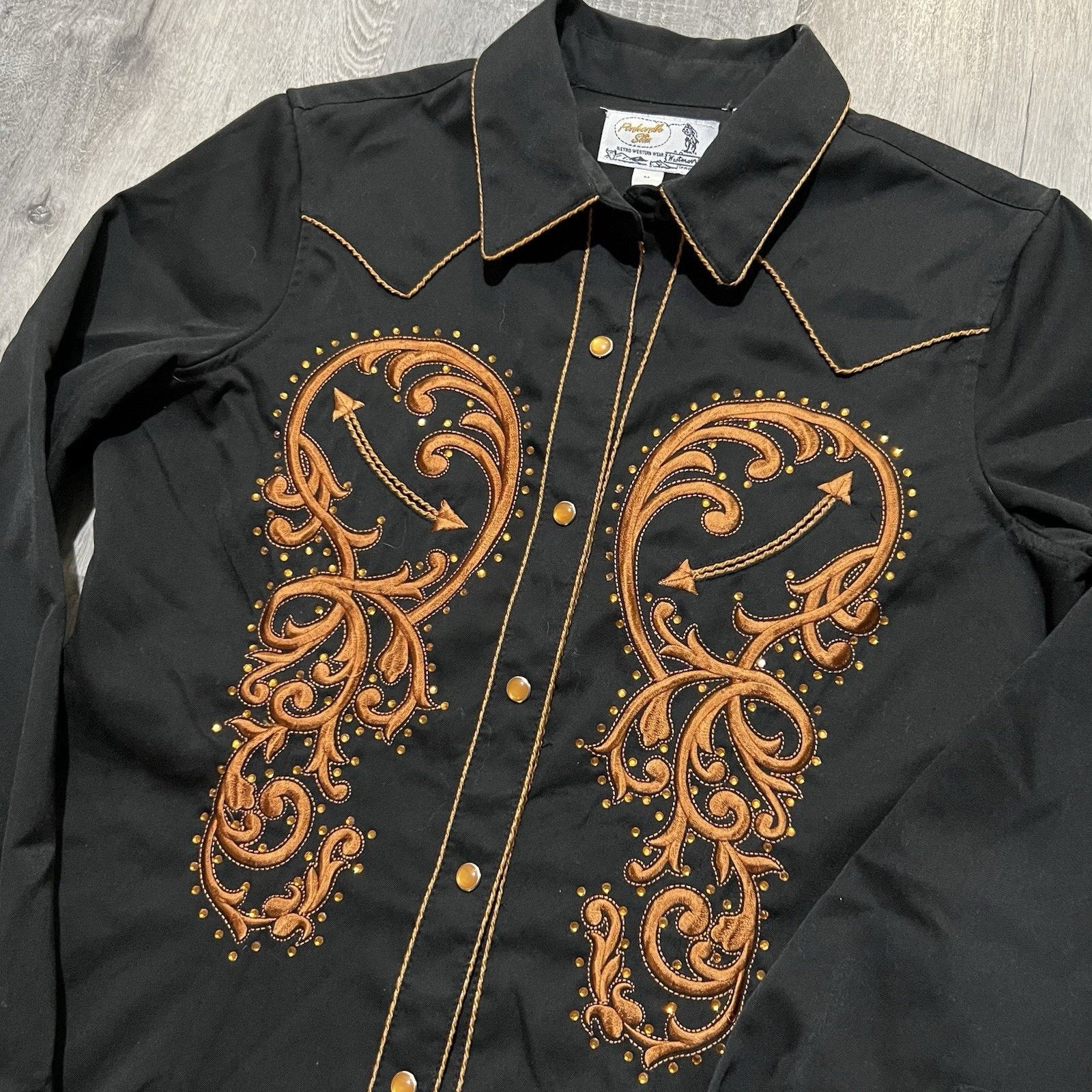 Panhandle Slim Panhandle Slim Black/Orange Pearl Snap Western Cowgirl Shirt Size M / US 6-8 / IT 42-44 - 3 Thumbnail