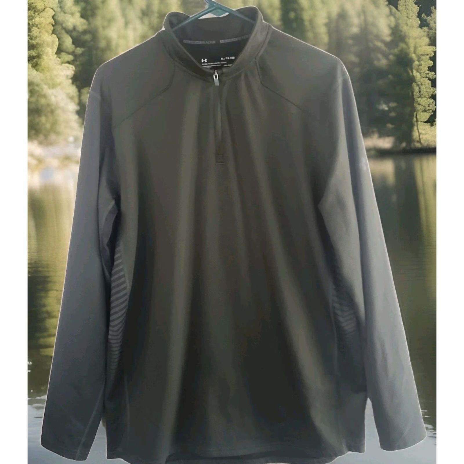 Under Armour Under Armour Cold Gear Reactor 1/4 Zip Fitted Pullover Men XL Dark Green Colorblock Mock Neck Zip Pullover Mens Size US XL / EU 56 / 4 - 2 Thumbnail