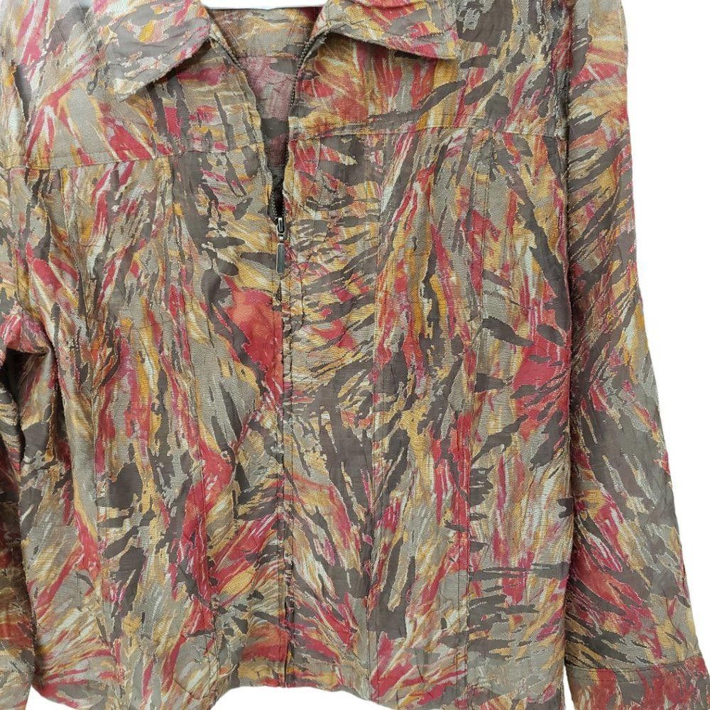 Designer CT194a Ruby Rd. Zip Front Multi Color Sheer Shirt 16 Size XXL / US 16-18 / IT 52-54 - 3 Thumbnail