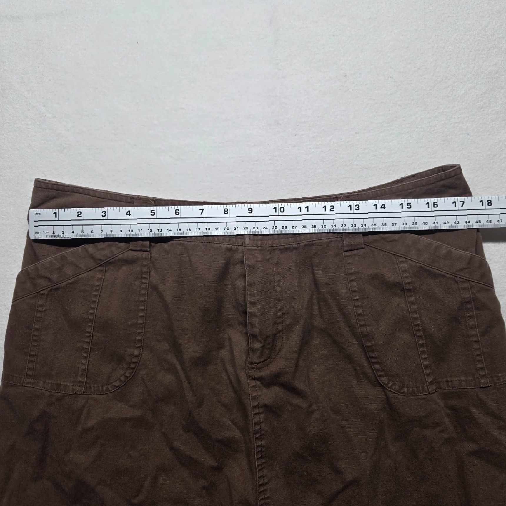Vintage CJ Banks Skirt Midi Pencil Brown 14W Women Pockets Stretch Work Casual Slit Button Cotton Blend Spandex - Womens Size 36" / US 14 / IT 50 - 2 Thumbnail