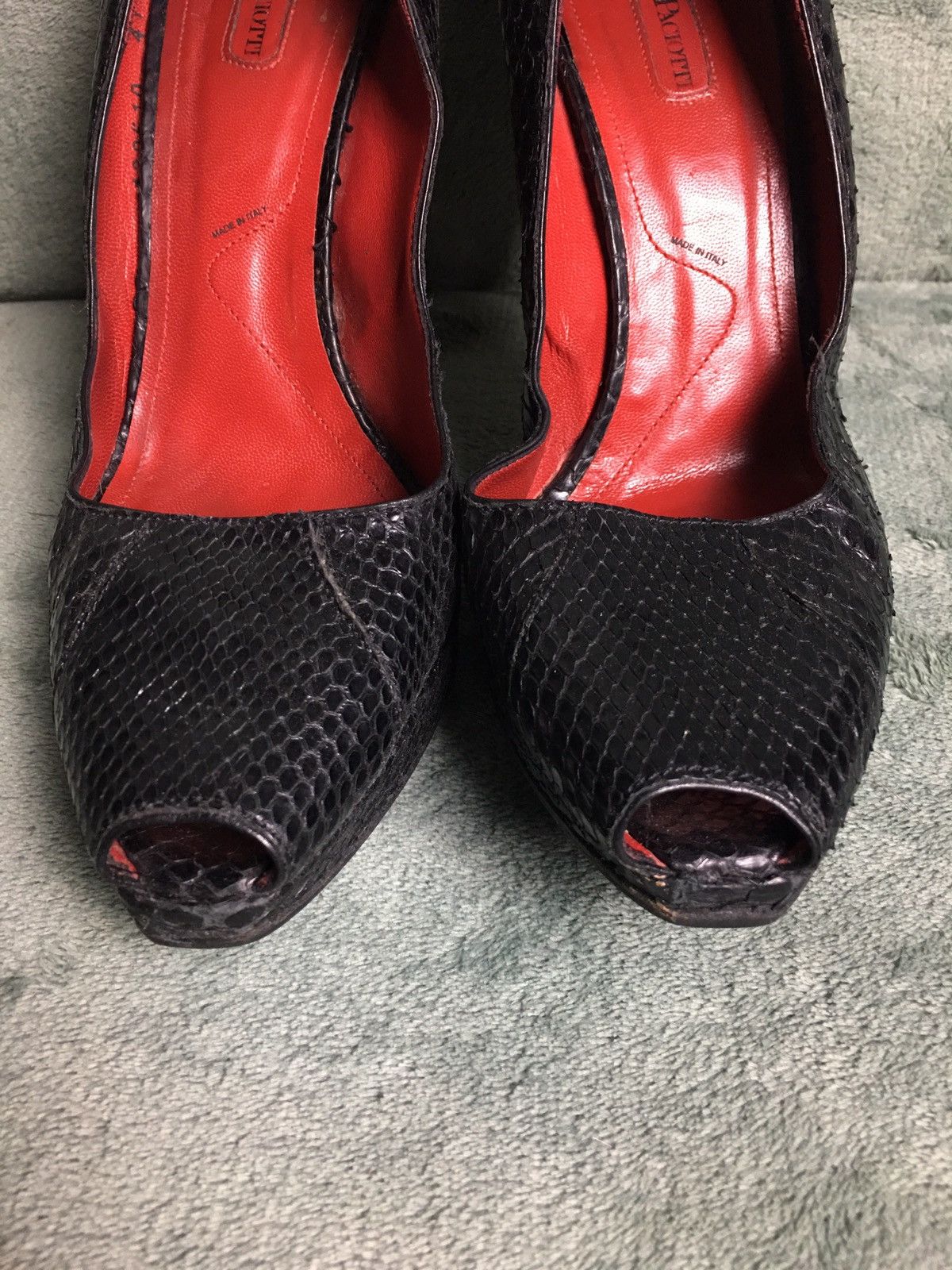 Paciotti Cesare Paciotti Black Snakeskin Leather Peep Toe Pumps EU 41 Size US 11 / IT 41 - 5 Thumbnail