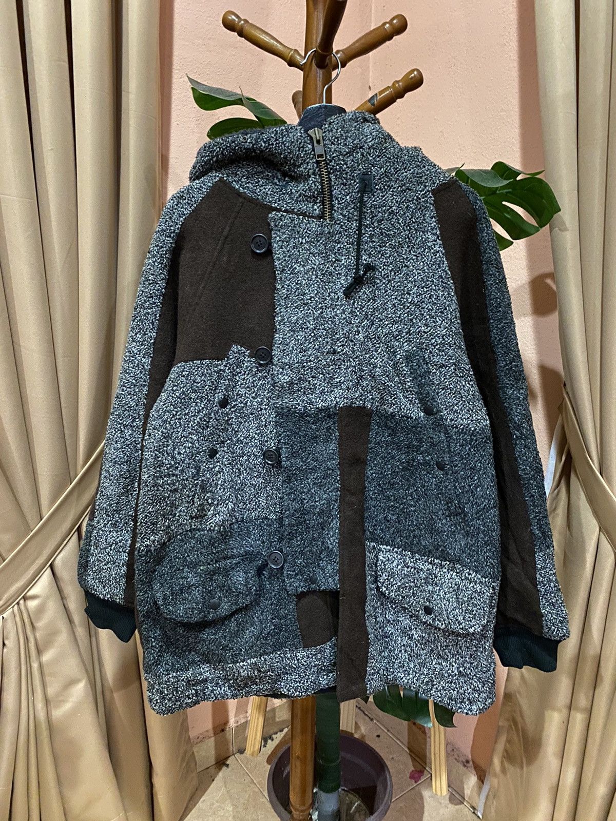 If Six Was Nine Hex Antistyle Patchwork Wool Jacket Avant-Garde Winter Coat Size US M / EU 48-50 / 2 - 1 Thumbnail