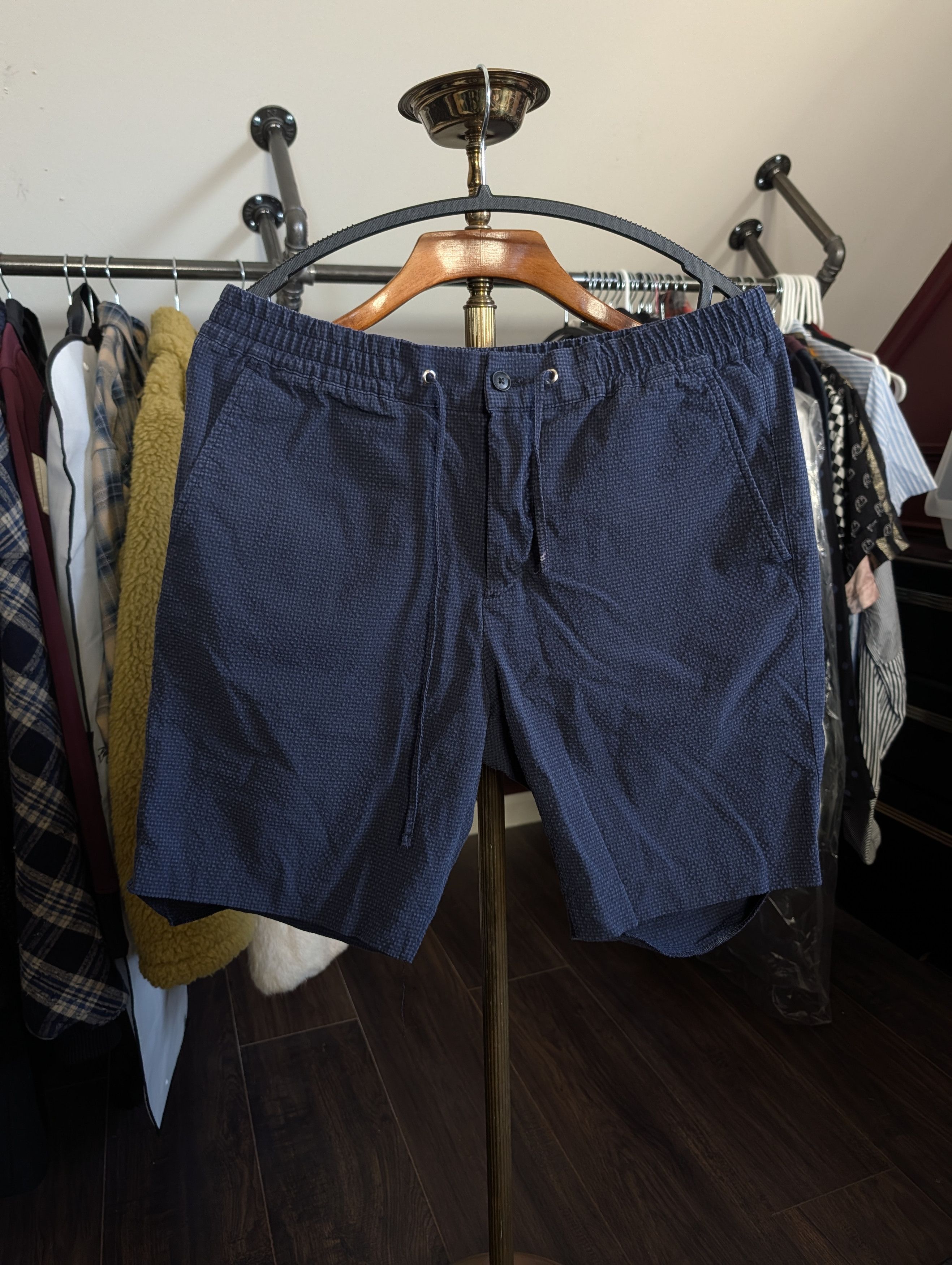 NN07 Dark blue seersucker check patterned shorts sz 34 Size US 34 / EU 50 - 1 Thumbnail