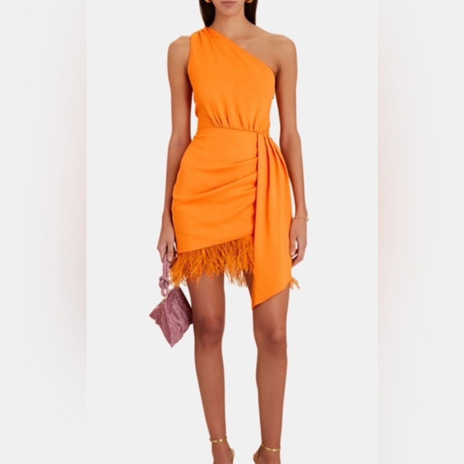 Saylor Saylor Audrie One-Shoulder Feather trimmed Mini Dress S Size S / US 4 / IT 40 - 1 Thumbnail