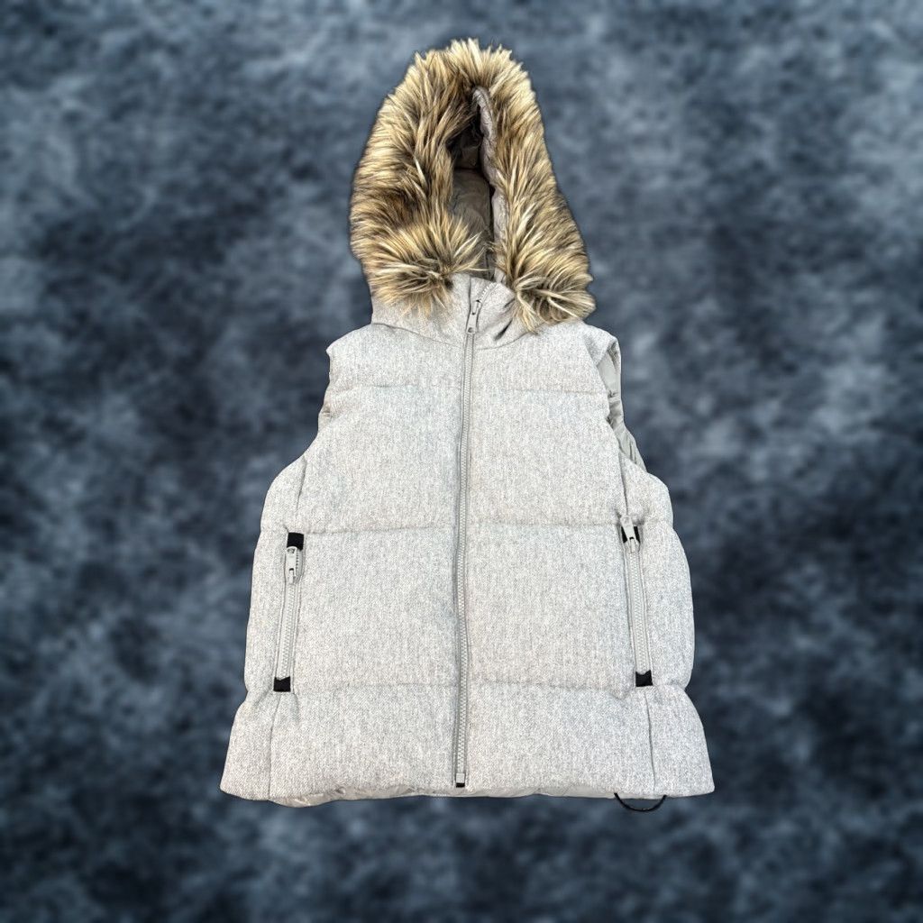 Gap Gap Vest Womens XS Gray Wool Down Fur Hood Puffer Quilted Zip Full Zip Insulated Lined 2XS Vest Winter Outdoor Size XXS / US 00 / IT 34 - 1 Thumbnail