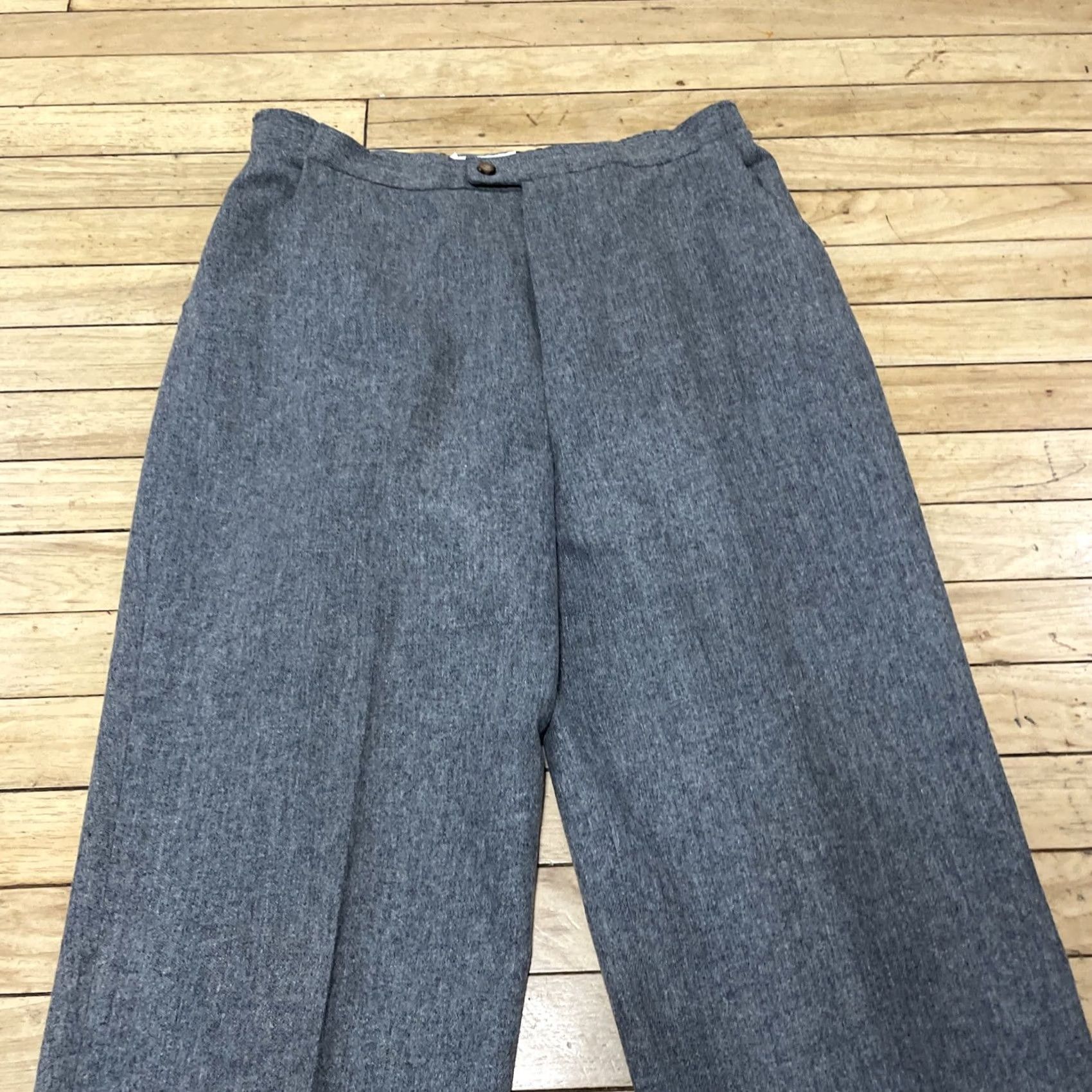 Vintage VINTAGE Collectibles Gray Wool Dress Pants Women 14 32x30 Flat Front Zipper Button USA Made Professional Size 36" / US 14 / IT 50 - 3 Thumbnail
