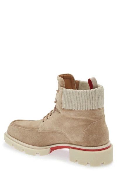 Christian Louboutin o1s1wg111024 Suede Lace up Boots in Light Brown & Red Size US 12 / EU 45 - 3 Thumbnail