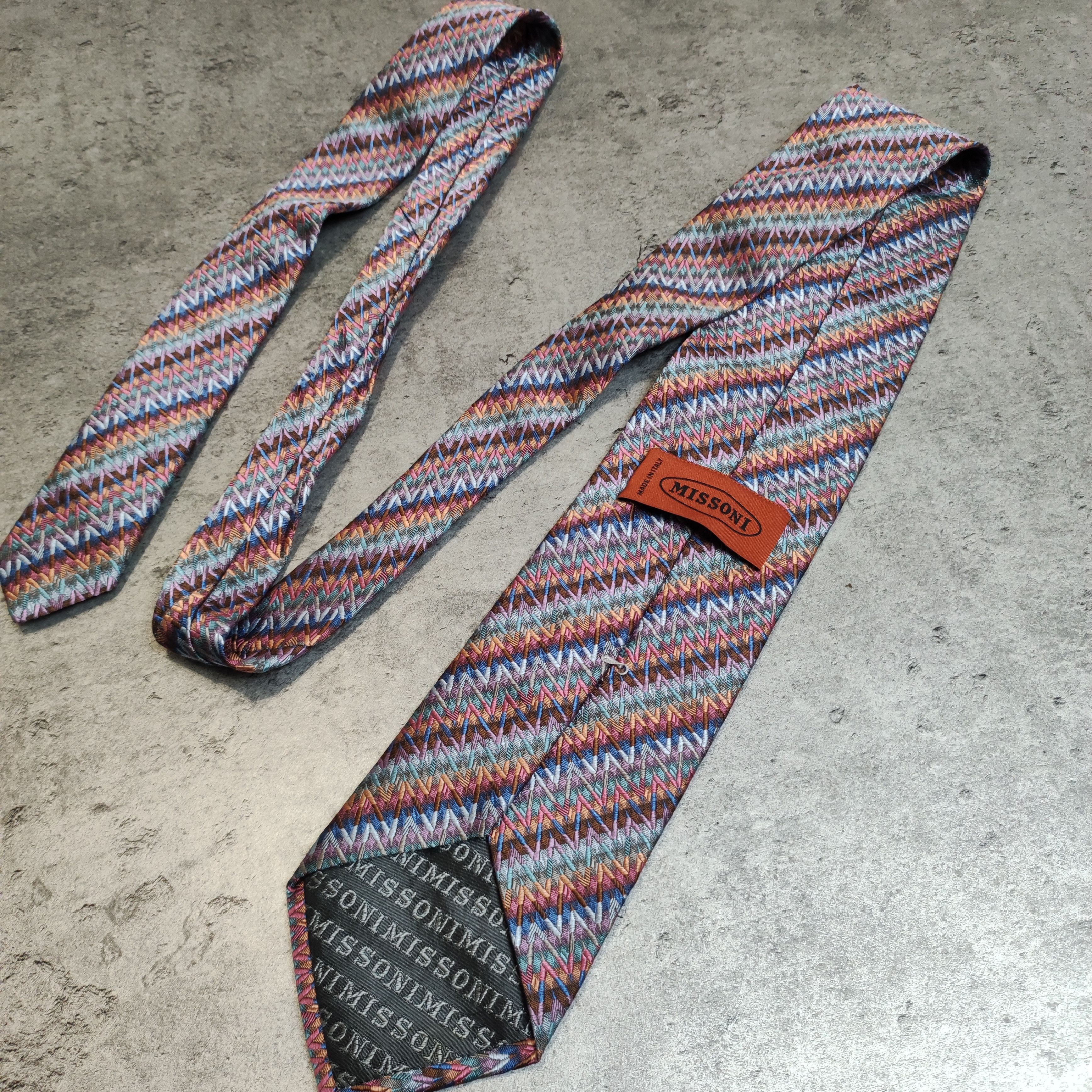 Missoni RARE 90s Vintage Missoni Cravatte Abstract Silk Tie Size ONE SIZE - 2 Thumbnail