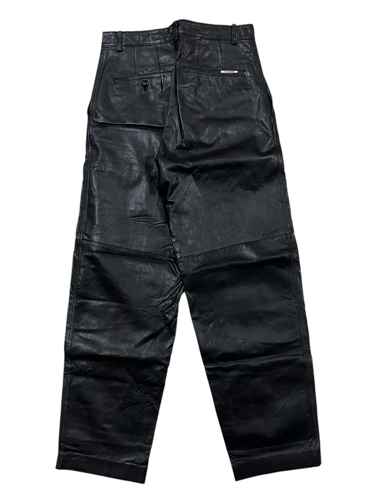 Comme des Garcons Homme 1980s Comme des Garçons Homme Cowhide Leather Runway Pants Size US 28 / EU 44 - 2 Thumbnail
