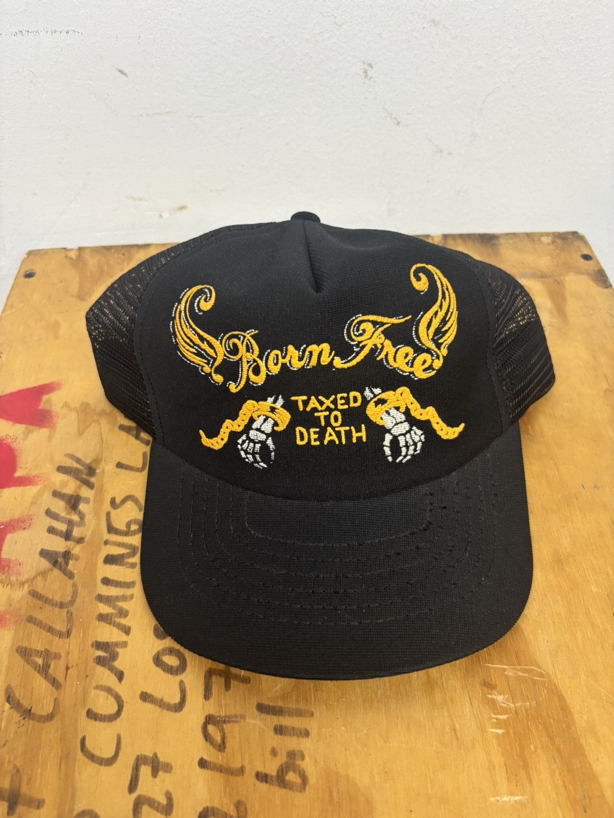 Vintage “Born Free Taxed To Death” Trucker Made in USA Size ONE SIZE - 1 Thumbnail