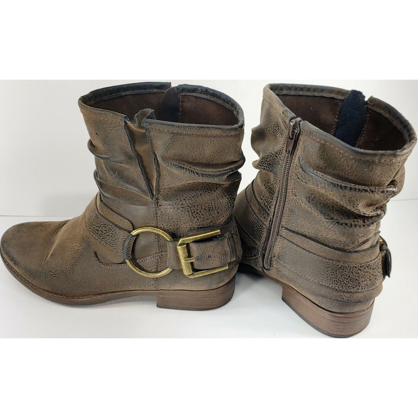 Vintage Crown Vintage Beauty Harness Slouch Boots - Womens Size 7.5M Brown - Distressed Bootie - Strap and - Size US 8 / IT 38 - 5 Thumbnail