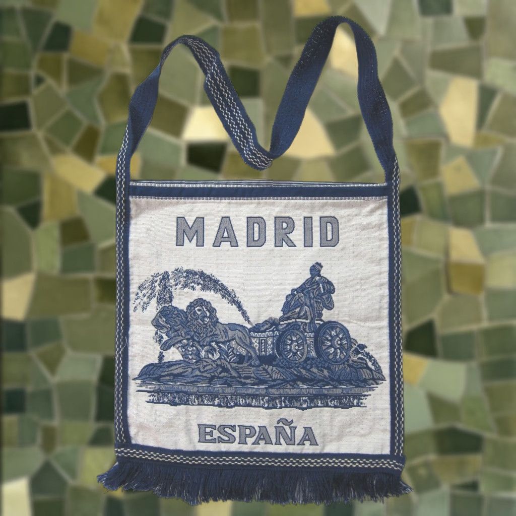 Vintage Vintage Handmade Blue Madrid Espana Cloth Satchel Tote Shoulder Bag Purse Size ONE SIZE - 1 Thumbnail