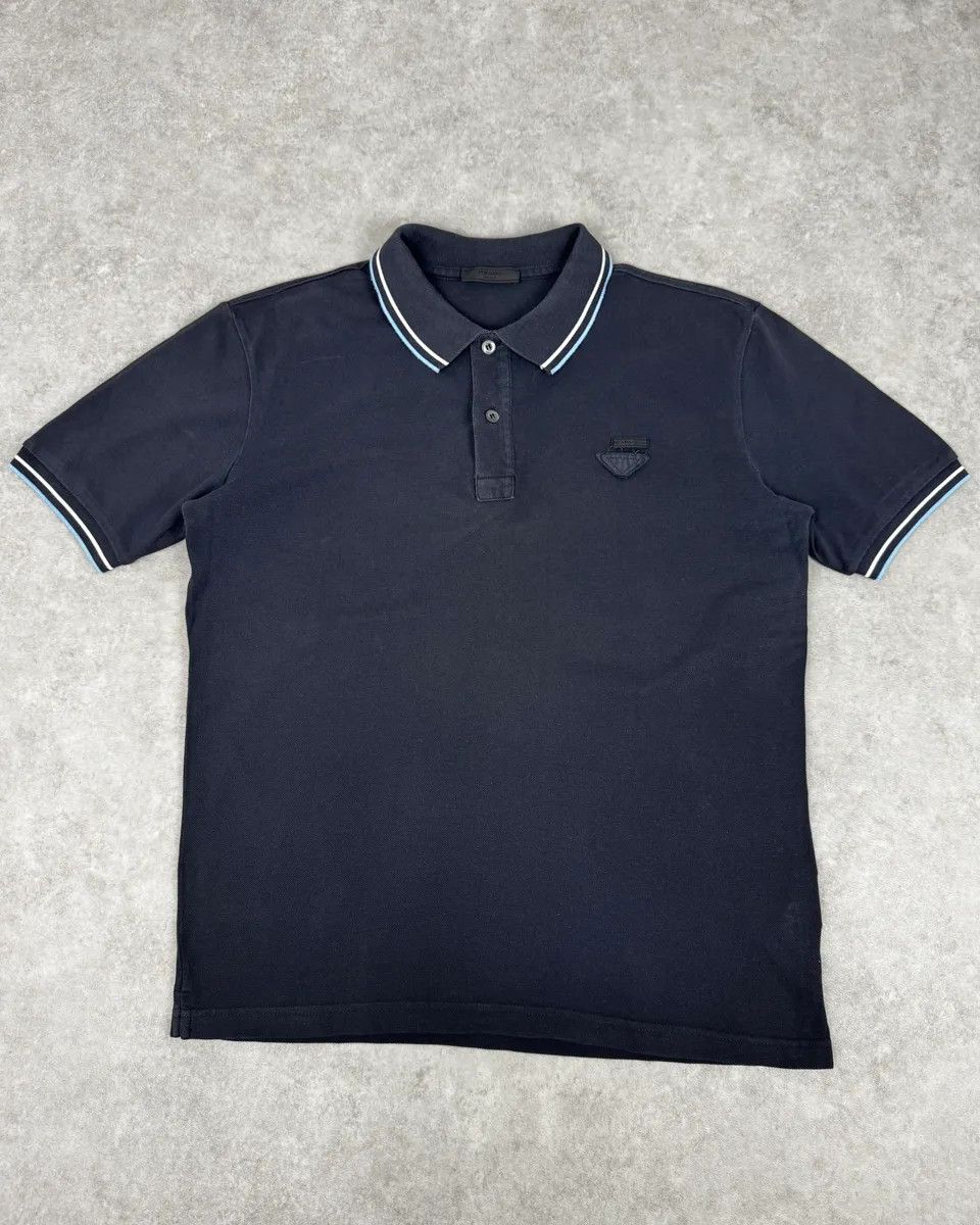 Prada SS2011 Prada Navy Striped Collar Polo Size US M / EU 48-50 / 2 - 1 Thumbnail