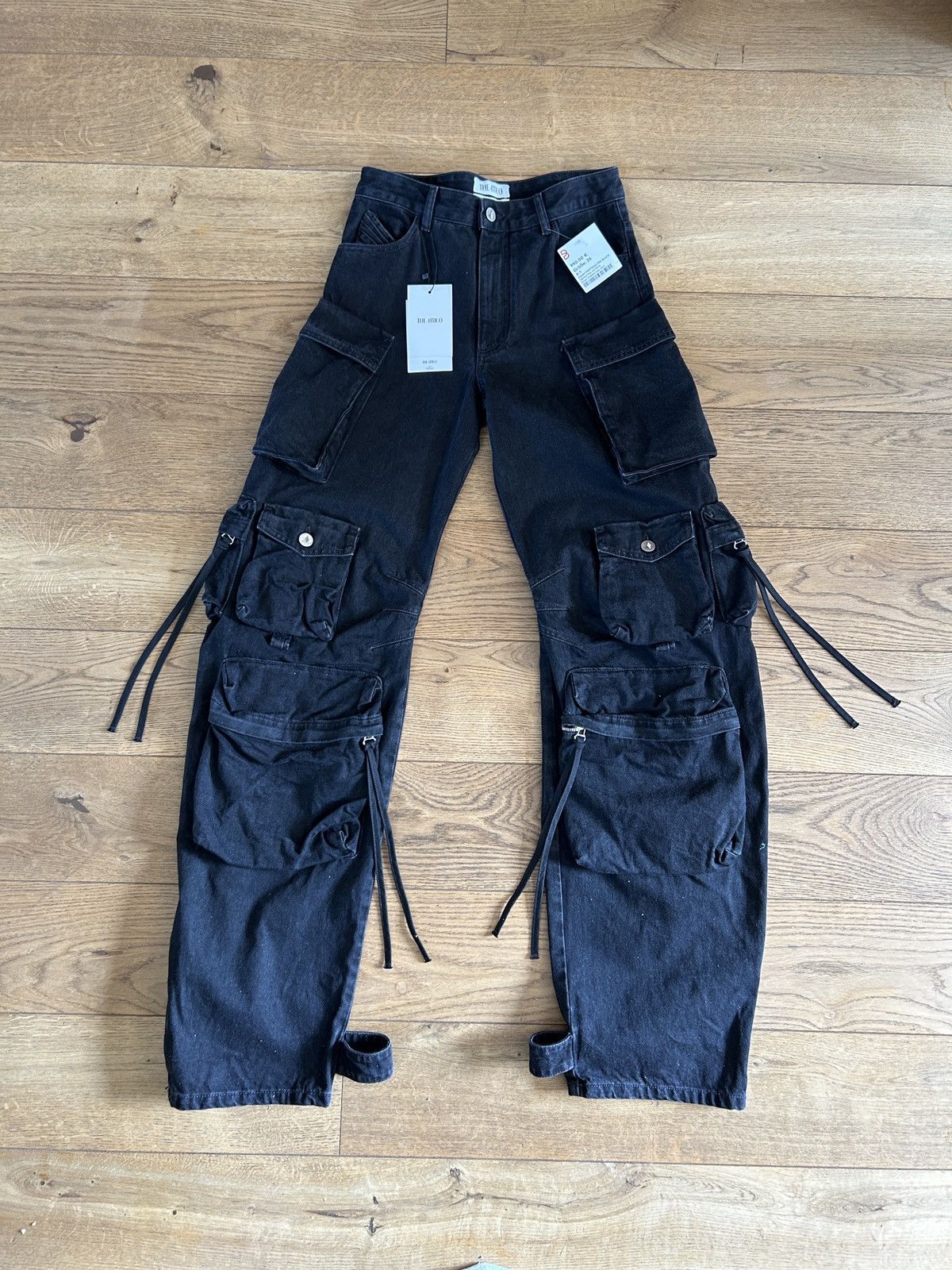 The Attico The Attico Fern Cargo Jeans Black Size 26" / US 2 / IT 38 - 8 Thumbnail