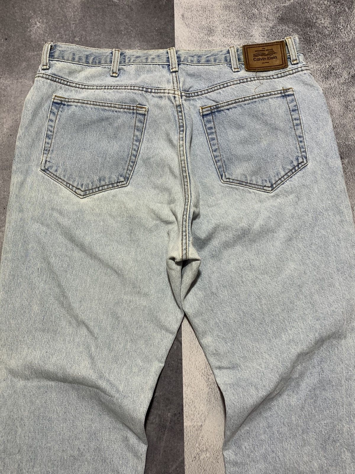 Calvin Klein × Vintage Vintage 90s Made in USA Calvin Klein wide blue jeans size 38 Size US 38 / EU 54 - 2 Thumbnail