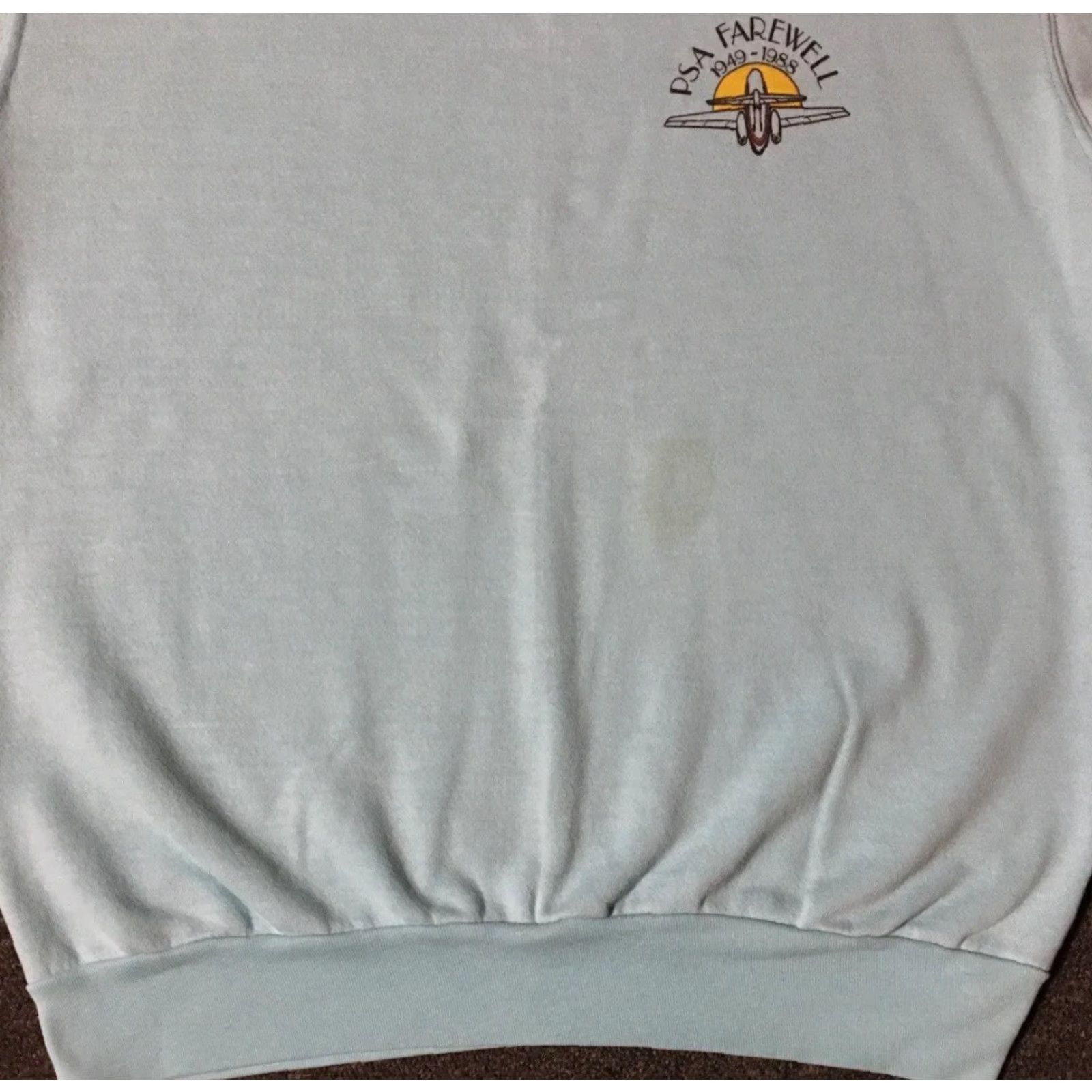 Vintage VINTAGE PSA Farewell Pacific Southwest Airlines Faded Sweatshirt Blue Small USA 80s 90s Grunge Air force Men Sweatshirt Pullover Shirt Size US S / EU 44-46 / 1 - 5 Thumbnail