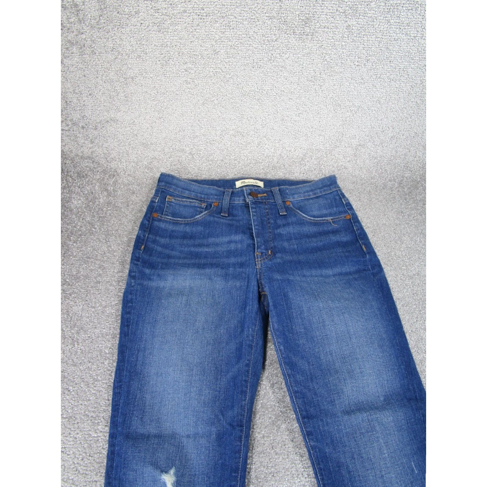 Madewell VINTAGE Madewell Jeans Womens 28 Skinny Mid Rise Dark Wash Denim Raw Hem Blue 2010s Womens Size 28" / US 6 / IT 42 - 2 Thumbnail