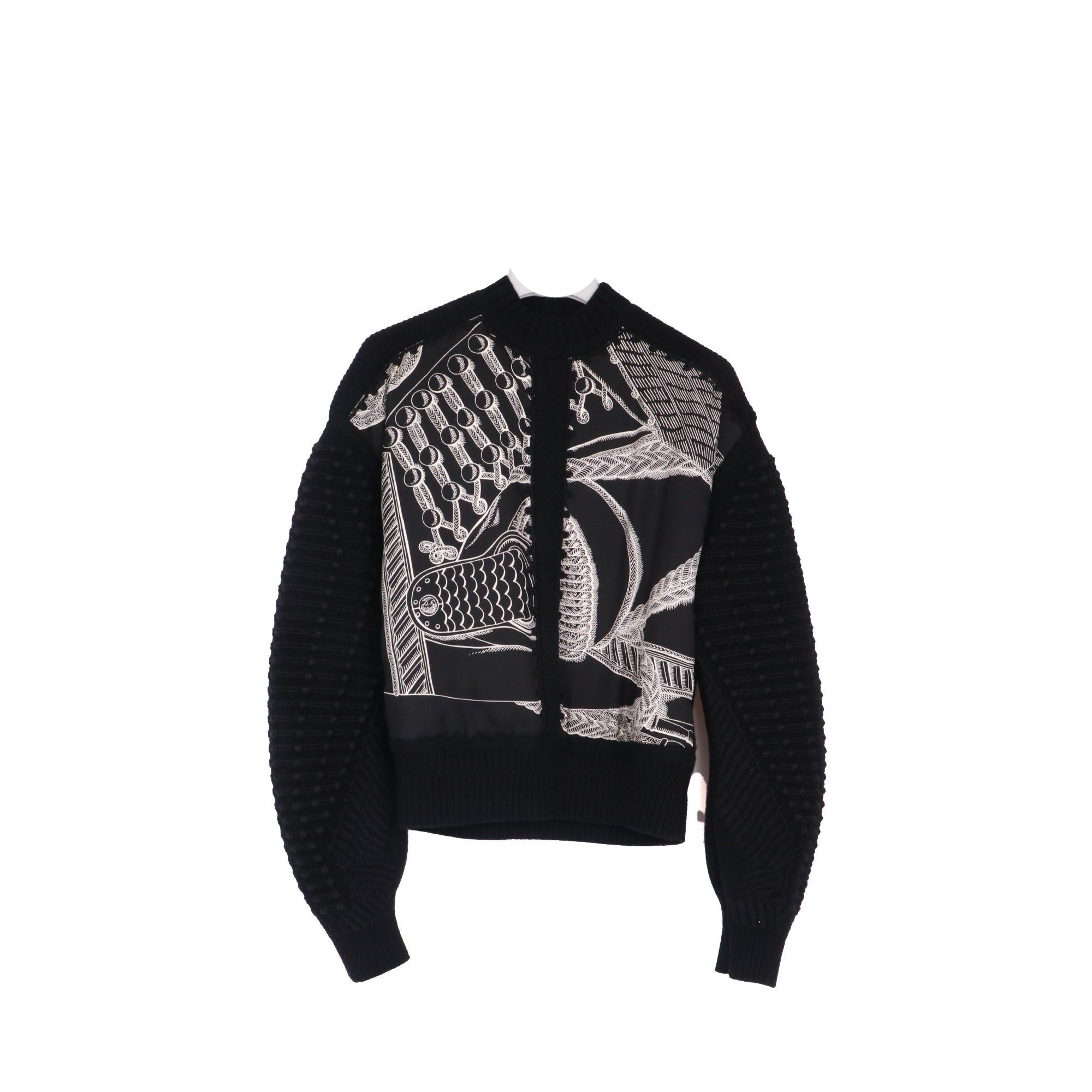 Hermes HERMÈS - Hermès Twillaine sweater in black silk and wool (T34) Size XS / US 0-2 / IT 36-38 - 1 Thumbnail