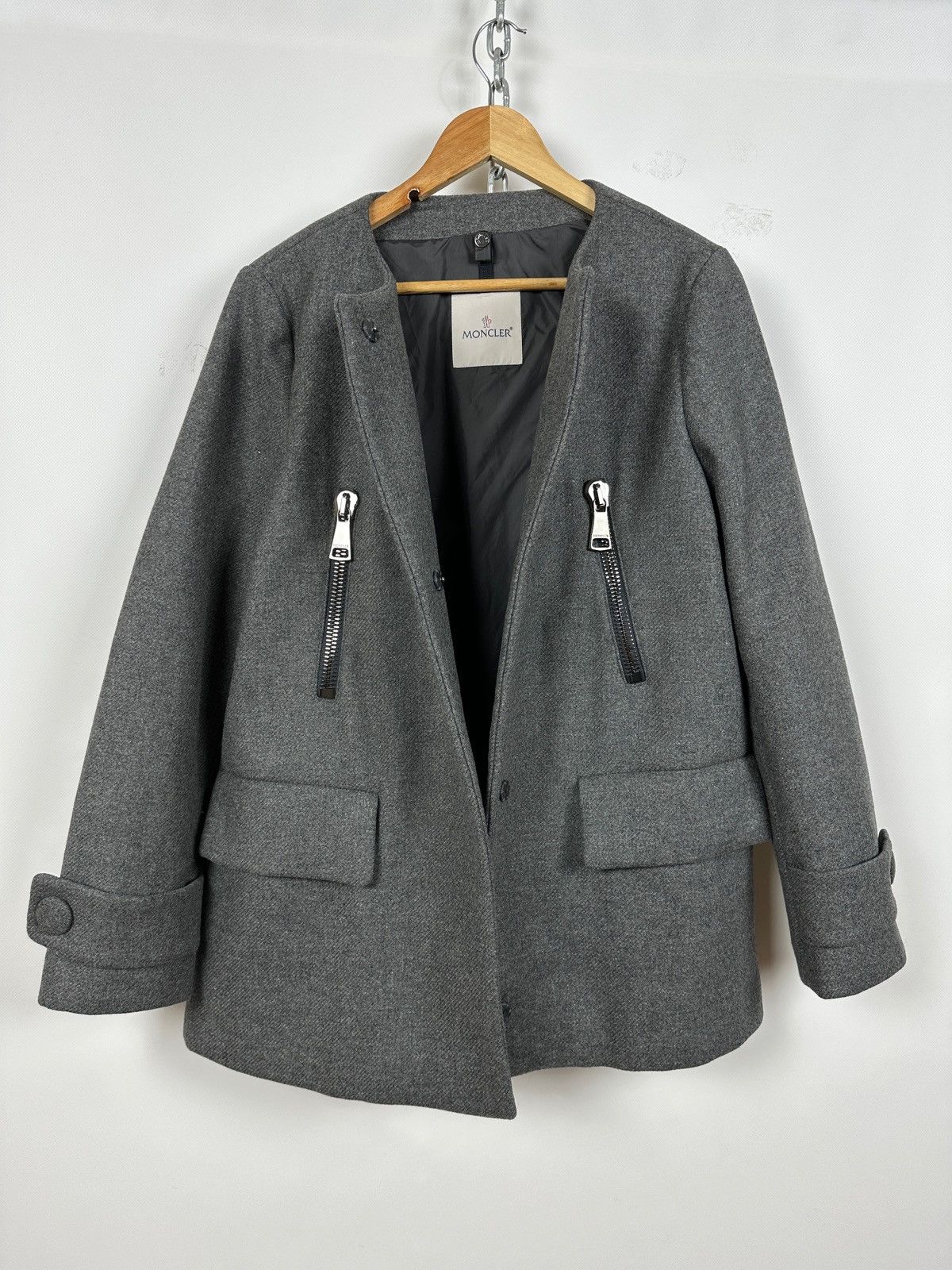 Moncler Moncler Euphemia Giubbotto Grey Wool Coat Jacket Size XL / US 12-14 / IT 48-50 - 2 Thumbnail