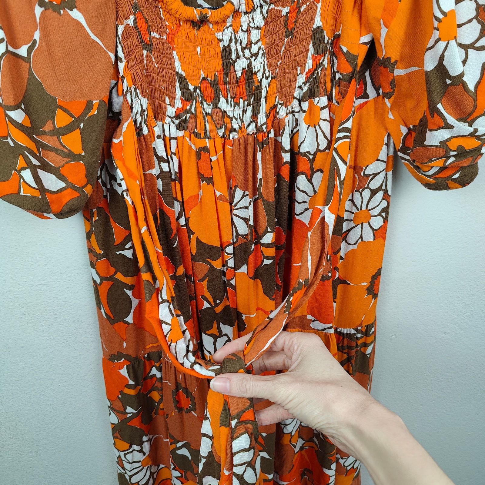 FAITHFULL Faithfull the Brand Kiowa Dress Womens US 6 Retro Orange Size M / US 6-8 / IT 42-44 - 8 Thumbnail