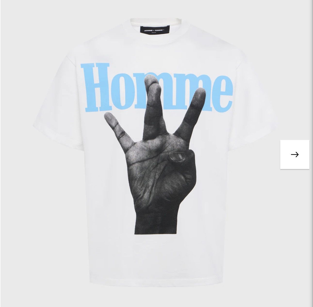 Homme + Femme La Twisted Fingers Tee White with Baby Blue Size US L / EU 52-54 / 3 - 1 Thumbnail