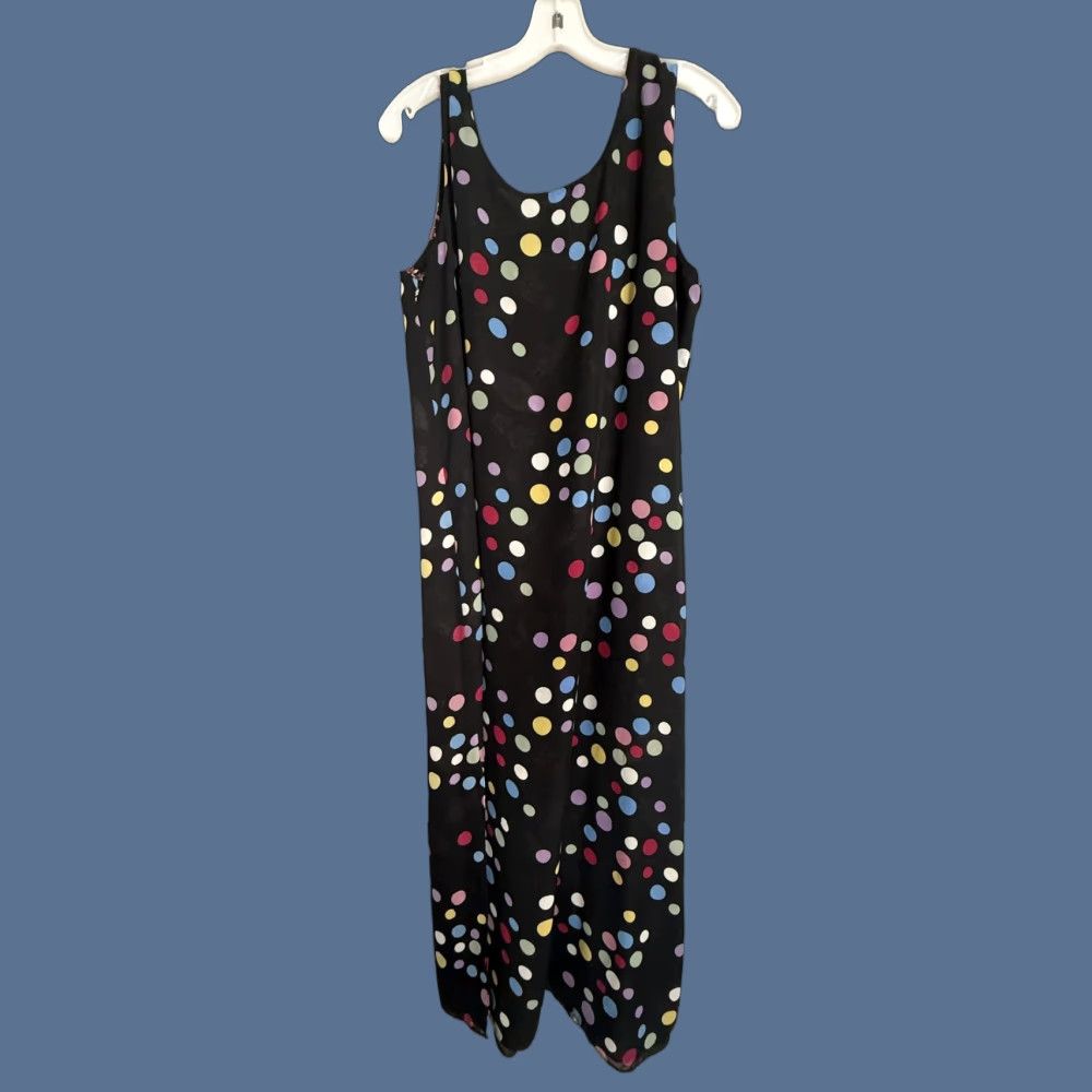 Vintage Floral Tank Dress Womens Large Black Maxi Reversible Pockets Boho Sleeveless Adults Ladies Size L / US 10 / IT 46 - 1 Thumbnail