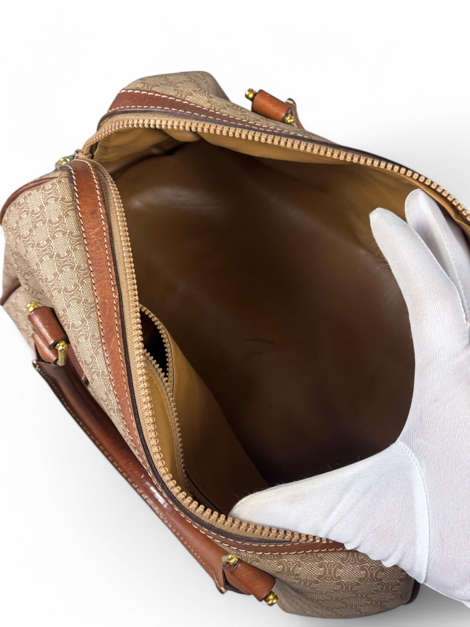 Celine Celine - Macadam Canvas Leather Boston Bag Vintage Size ONE SIZE - 4 Thumbnail
