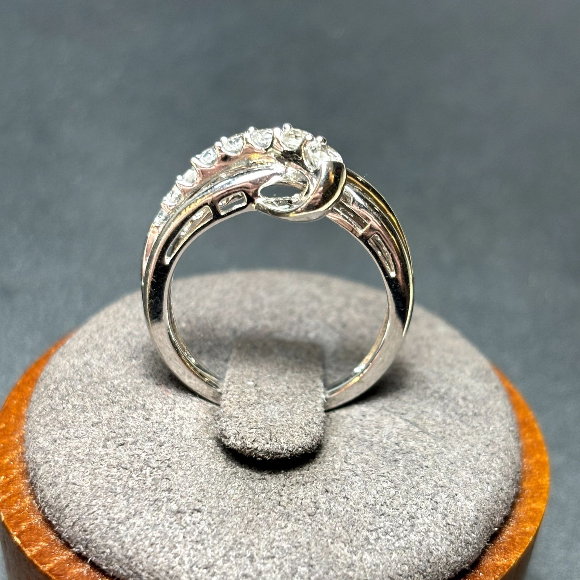 Vintage Sterling Silver 925 Bypass Design Cubic Zirconia Statement B Size ONE SIZE - 3 Thumbnail