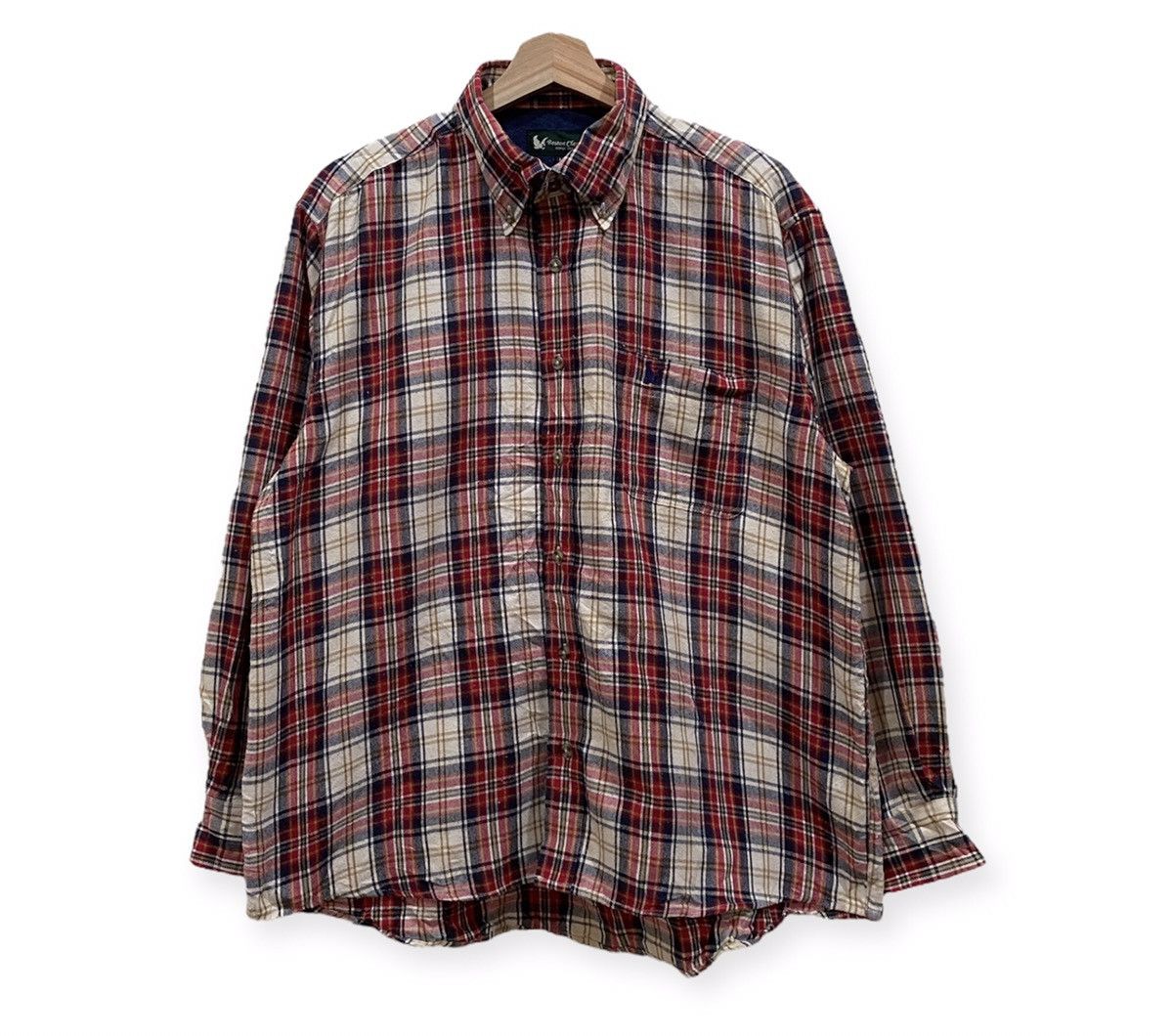 image of Boston Classic Plaid Tartan Flannel Shirt in Red, Men's (Size Large)