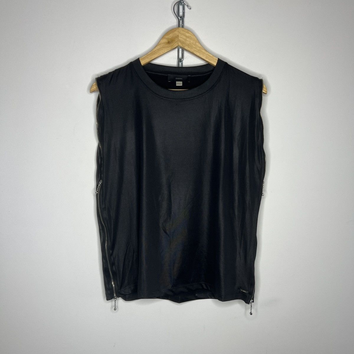 Designer × Diesel Diesel Tank Top Blouse ZIP Nylon Black Avant Garde Y2K Opium Size S / US 4 / IT 40 - 1 Thumbnail