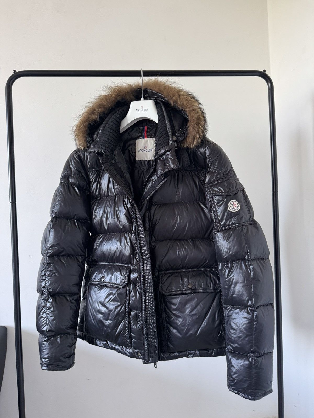 Moncler Hubert black puffer hooded jacket Maya montgenevre