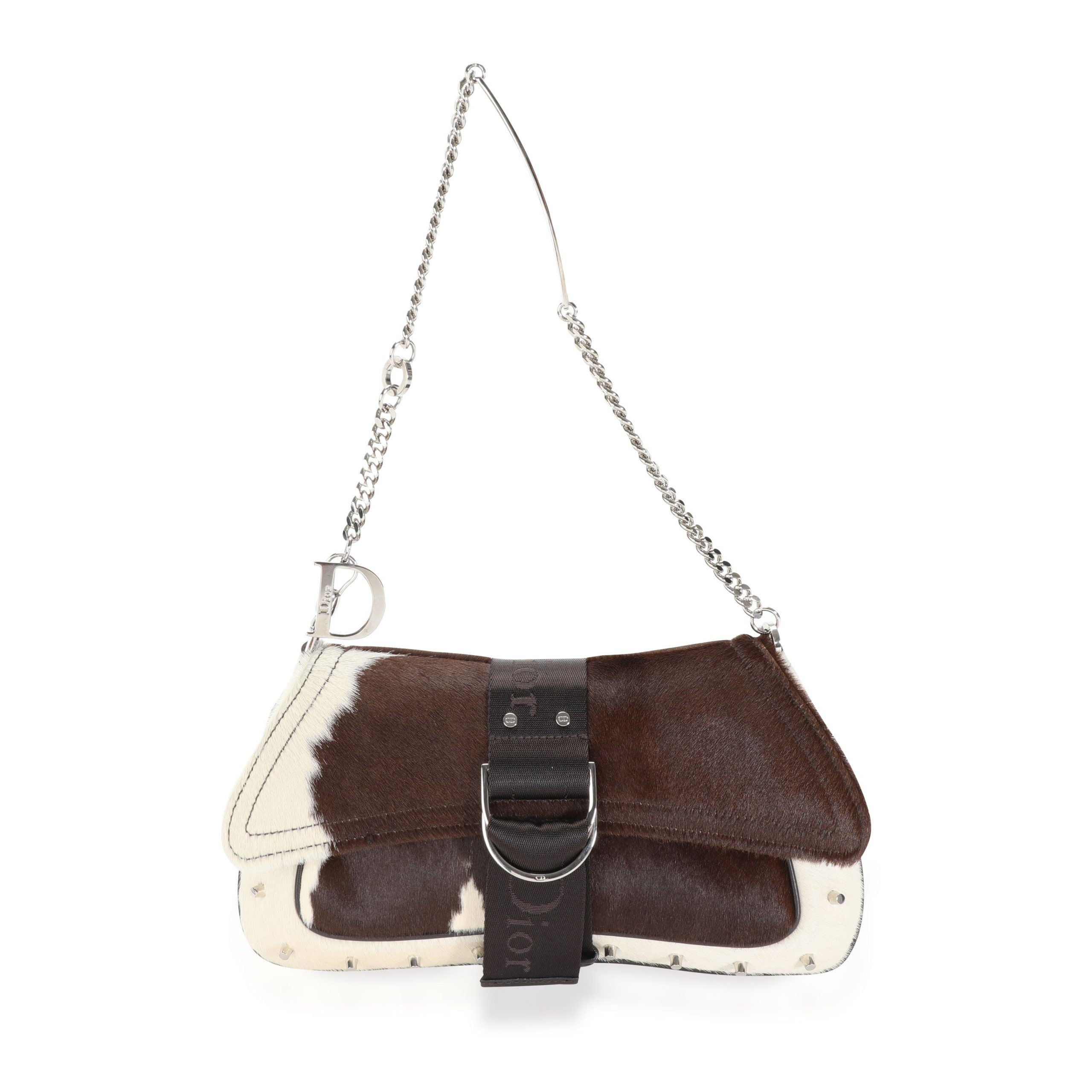 Dior Cream & Brown Pony Hair Hardcore Shoulder Bag